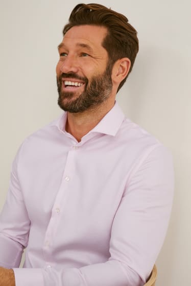 Men - Business shirt - slim fit - cutaway collar - easy-iron - rose