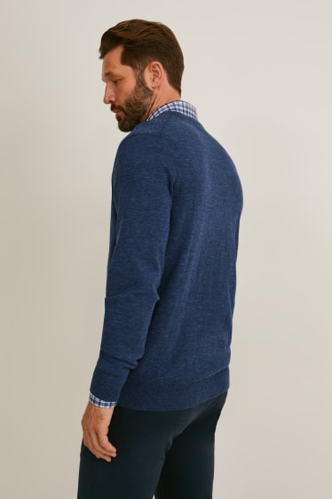 Hombre - Jersey y camisa - regular fit - kent - de planchado fácil - azul oscuro / blanco