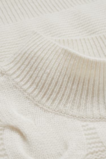 Women - Cashmere jumper - cable knit pattern - cremewhite