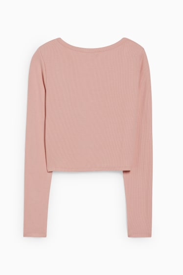 Damen - Crop Langarmshirt - rosa