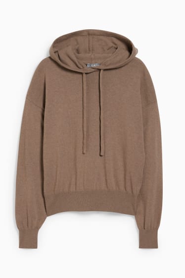 Women - Hooded jumper - gray-brown