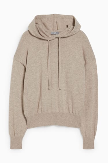 Femmes - Pull à capuche - beige chiné