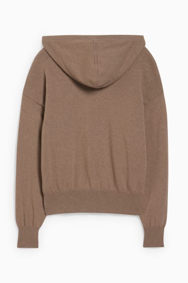 Damen - Kapuzenpullover - grau-braun