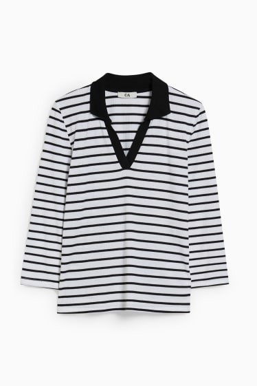 Mujer - Polo - de rayas - blanco / negro