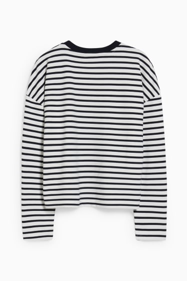 Women - Long sleeve top - striped - dark blue / white