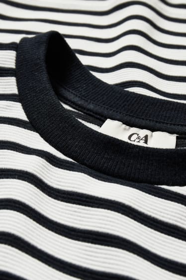 Women - Long sleeve top - striped - dark blue / white