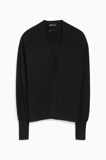 Dames - Gebreid vest van kasjmier - zwart