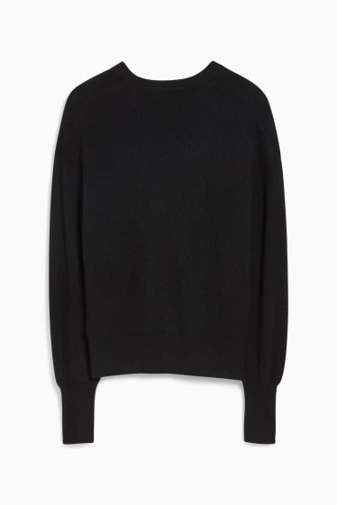 Dames - Gebreid vest van kasjmier - zwart
