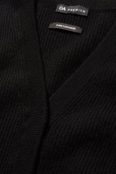 Dames - Gebreid vest van kasjmier - zwart