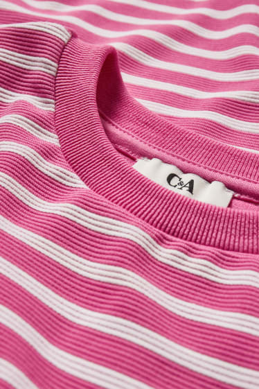 Damen - Langarmshirt - gestreift - pink