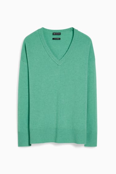 Damen - Kaschmir-Pullover - grün-melange