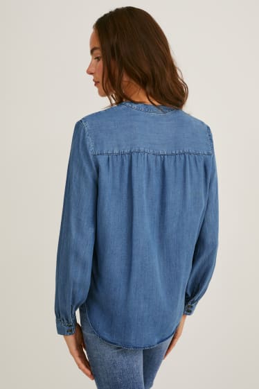 Damen - Bluse - jeansblau