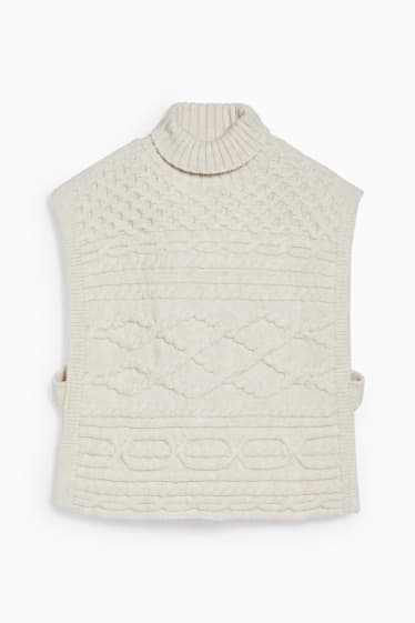 Women - Polo neck slipover - white-melange