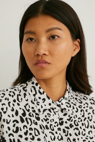 Women - Blouse - patterned - white / black