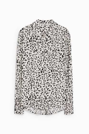 Women - Blouse - patterned - white / black