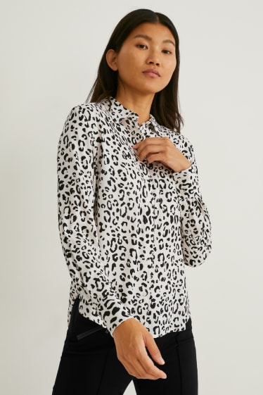 Dames - Blouse - met patroon - wit / zwart