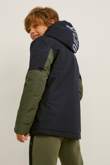 Kinder Jungen - Funktionsjacke mit Kapuze - dunkelgrün
