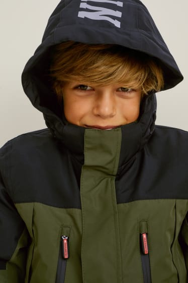 Kinder Jungen - Funktionsjacke mit Kapuze - dunkelgrün