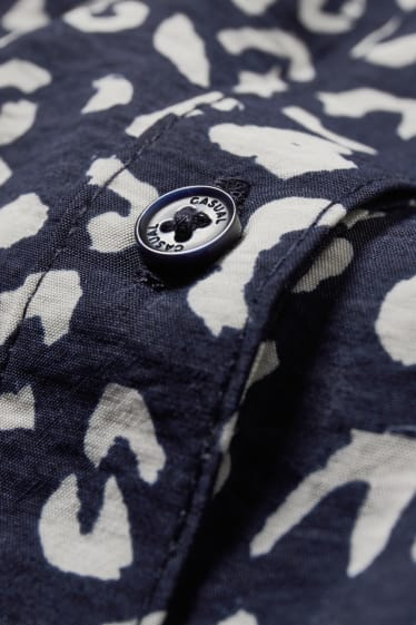 Dames - Jurk - met patroon - donkerblauw / wit