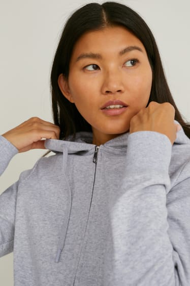 Women - Zip-through sweatshirt with hood - light gray-melange