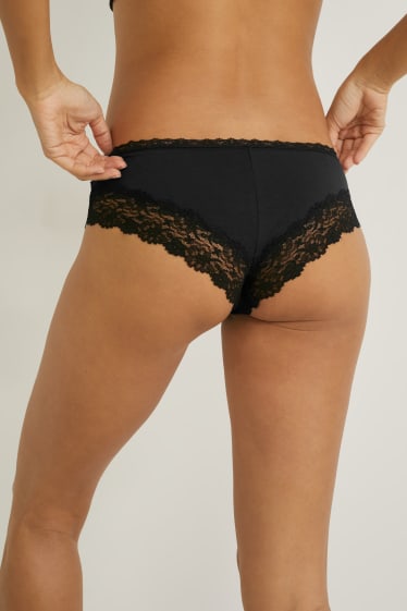 Femmes - Lot de 3 - shortys - coton bio - noir