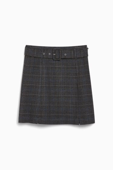 Women - Mini skirt - check - gray-melange