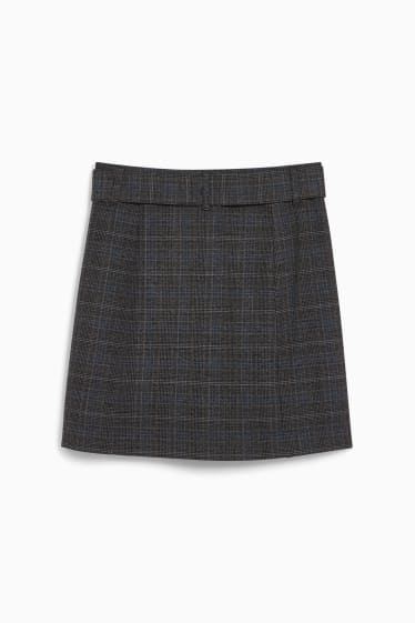 Women - Mini skirt - check - gray-melange