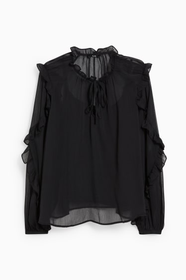 Damen - Chiffon-Bluse - schwarz