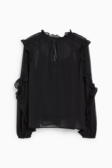 Damen - Chiffon-Bluse - schwarz