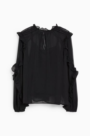 Damen - Chiffon-Bluse  - schwarz