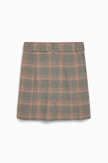 Women - Mini skirt - check - light brown