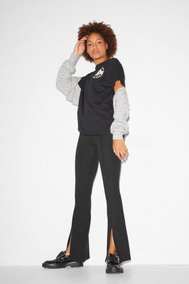 Femmes - CLOCKHOUSE - pantalon en jersey - coupe évasée - noir