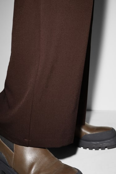 Women - CLOCKHOUSE - cloth trousers - high waist - wide leg - dark brown