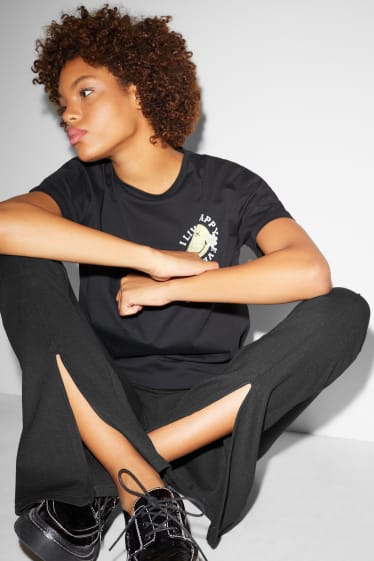 Femmes - CLOCKHOUSE - pantalon en jersey - coupe évasée - noir