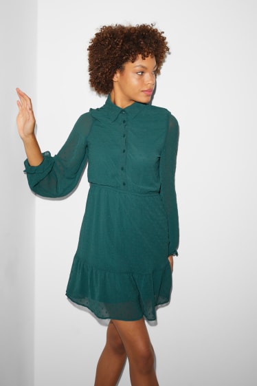 Dames - CLOCKHOUSE - fit & flare-jurk - donkergroen