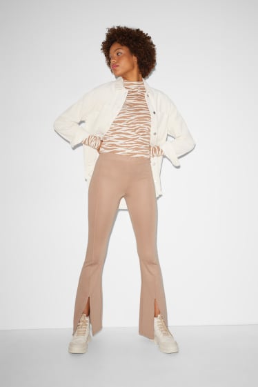 Women - CLOCKHOUSE - jersey trousers - flared - light brown
