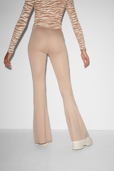 Women - CLOCKHOUSE - jersey trousers - flared - light brown