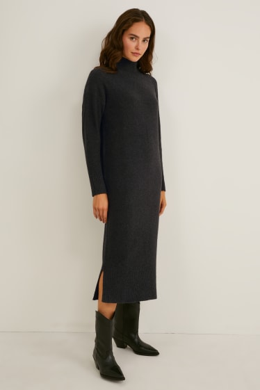 Women - Knitted dress - anthracite