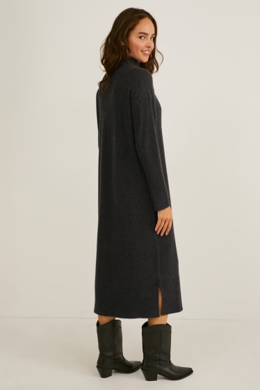 Women - Knitted dress - anthracite