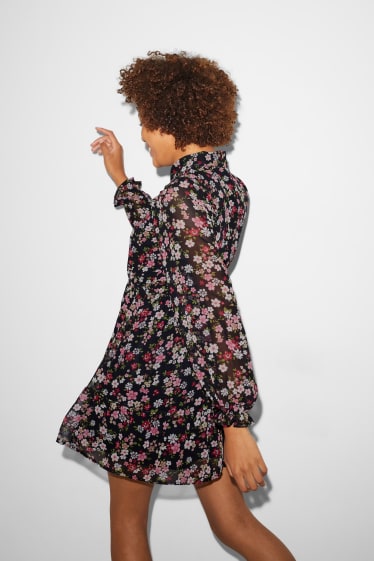 Dames - CLOCKHOUSE - jurk - gebloemd - zwart / roze