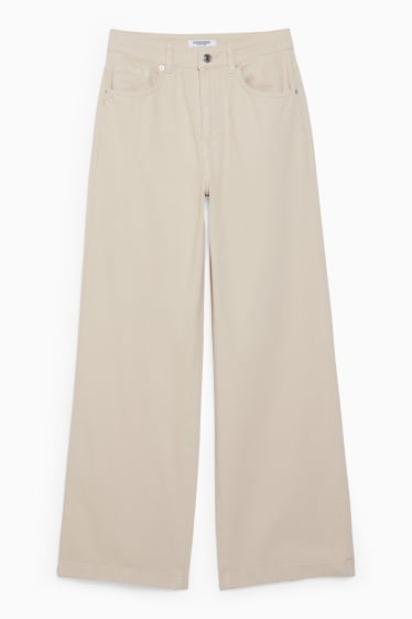 Tieners & jongvolwassenen - CLOCKHOUSE - wide leg jeans - high waist - beige