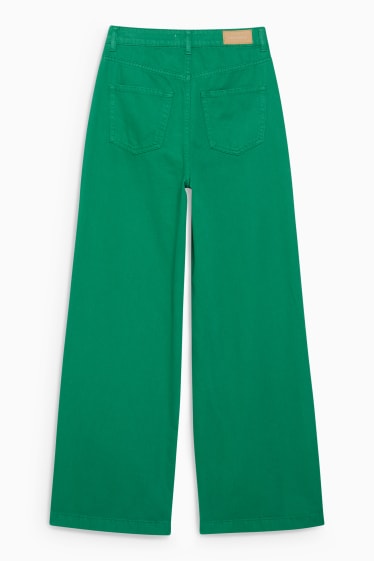 Jóvenes - CLOCKHOUSE - wide leg jeans - high waist - vaqueros - verde