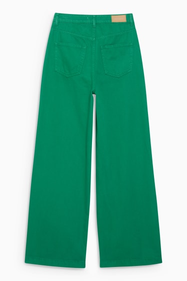 Teens & young adults - CLOCKHOUSE - wide leg jeans - high waist - denim-green