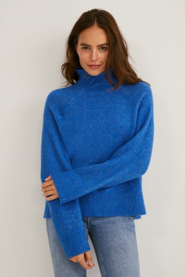 Damen - Pullover - blau-melange