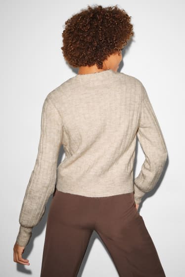 Damen - Strickjacke - beige-melange