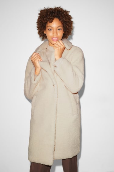 Femmes - CLOCKHOUSE - manteau en peluche - crème