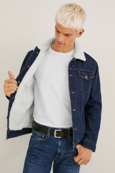 Pánské - Džínová bunda - džíny - tmavomodré