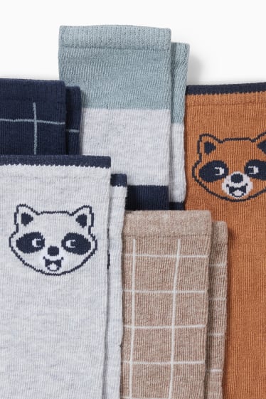 Baby Boys - Multipack of 5 - raccoon - baby socks with motif - dark blue