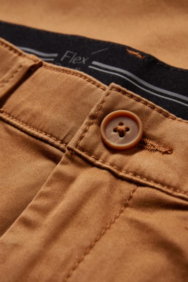 Pánské - Kalhoty chino - slim fit - Flex - LYCRA® - havanna