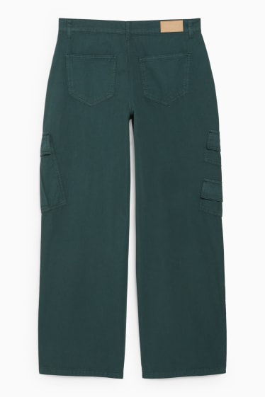 Women - CLOCKHOUSE - cargo trousers - low waist - straight fit - dark green